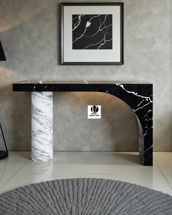 Delos Black And White Console Table